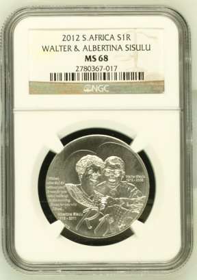 2012 Walter & Albertina Sisulu R1 Silver NGC MS68 # One FUN Day ends 11pm #