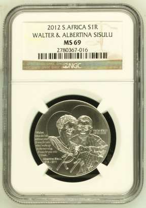 2012 Walter & Albertina Sisulu R1 Silver NGC MS69 # FUN Ends Friday 8pm #