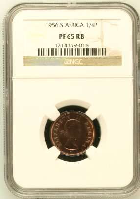 1956 SA Union 1/4 Penny NGC PF65 RB - Superb Gem - Mintage: 1700 @ R1 Start