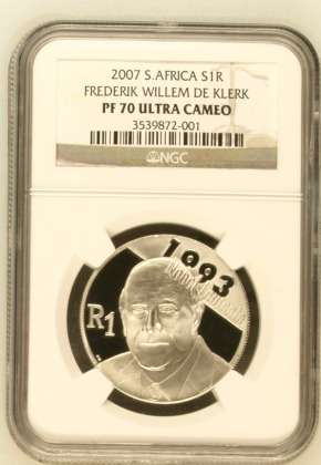 @@@ FW De Klerk 2007 R1 Silver NGC PF70 Ultra Cameo @@@ PERFECT PF70 @@@ R1 Start
