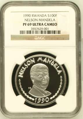 1990 Nelson Mandela - Rwanda S100F 1oz Silver NGC PF69 ### Ultra Rare ### R1 Start