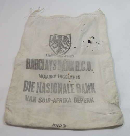 Vintage Barclays bank cloth money bag