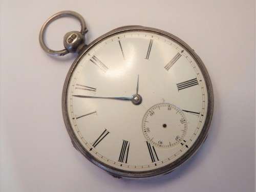 Antique key-wind silver hallmarked pocket watch - No name visible - No glass