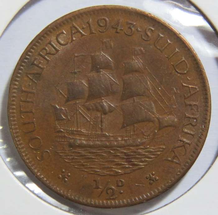 1943 Half Penny EF+ metal flaw Obv