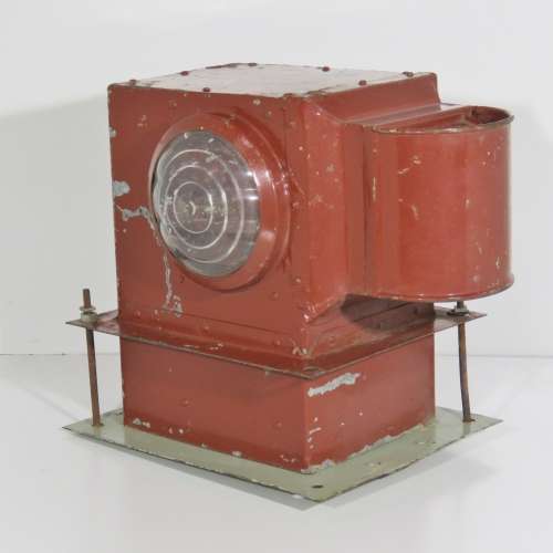 Vintage Railway Lamp with wall mount - Red glass slides and original burner - Size 32 x 29 cm
