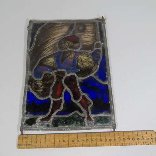 Vintage hand painted lead glass window hanging