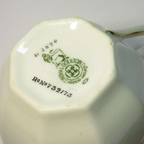 Antique Royal Doulton octagonal porcelain trio