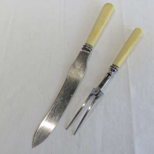 Vintage Joseph Rodgers carving knife and fork set
