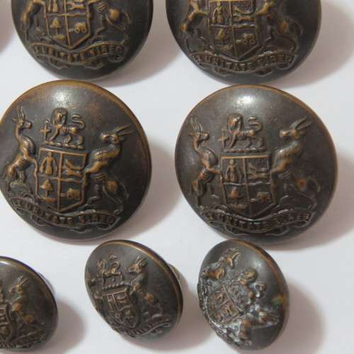 South African Defense Force military buttons - Lot of 6 blackened large and 6 blackened small