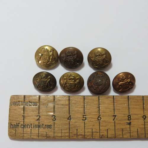 South African Defense Force military buttons - Lot of 7 small buttons - All from different makers