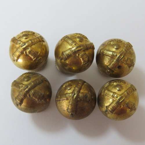 French Artillery WW1/WW2 screw in buttons - Set of 6