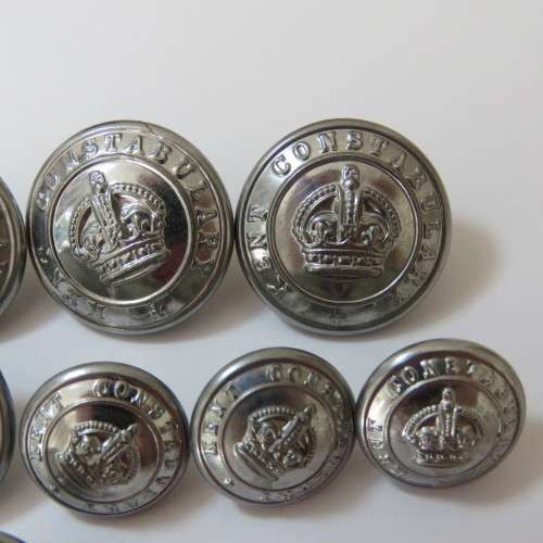 Kent Constabulary lot of 8 buttons - King`s crown