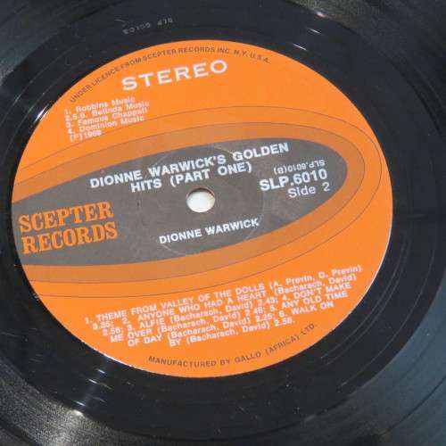 Vintage Vinyl Music Record LP 33 rpm Dionne Warwick Golden Hits Part one - 1969