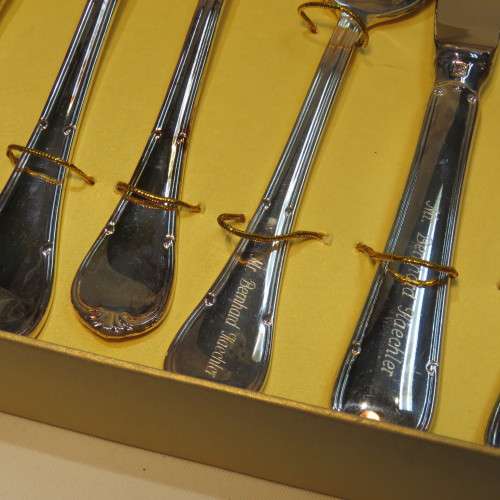 Single setting with 6 pieces - SANT ANDREA knives and forks - Unused, but personalized