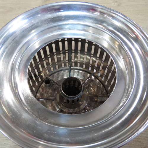 Vintage Broggi burner/food warmer with 3 adapter plates - 26 cm High - Base 19 x 19 cm
