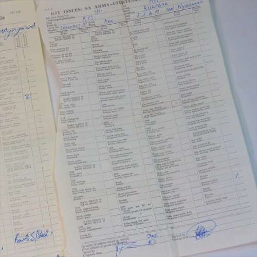 Lot of SADF kit issue documents of FJAM van Wyngaard