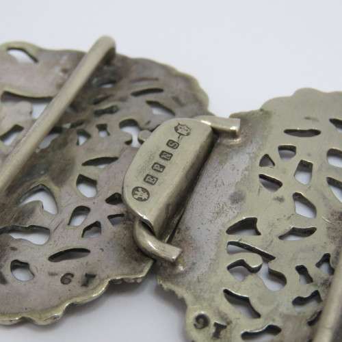 Silverplated belt buckle with swallows - Antique item - Nurses buckle