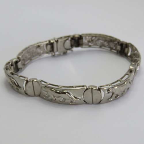 Costume silver look-alike bracelet with leopard