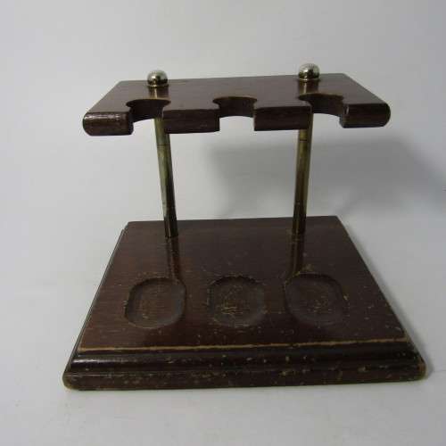Vintage wooden smoking pipe stand for 3 pipes