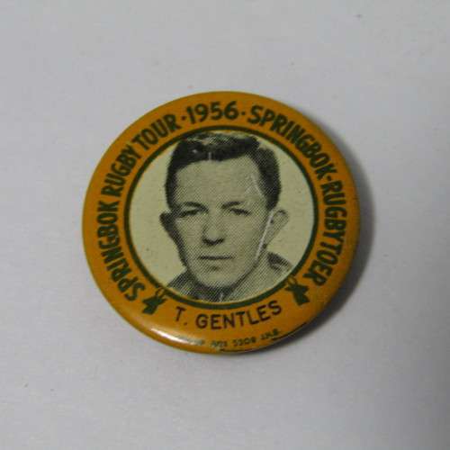 1956 Springbok Rugby tour Tommy Gentles tinnie badge