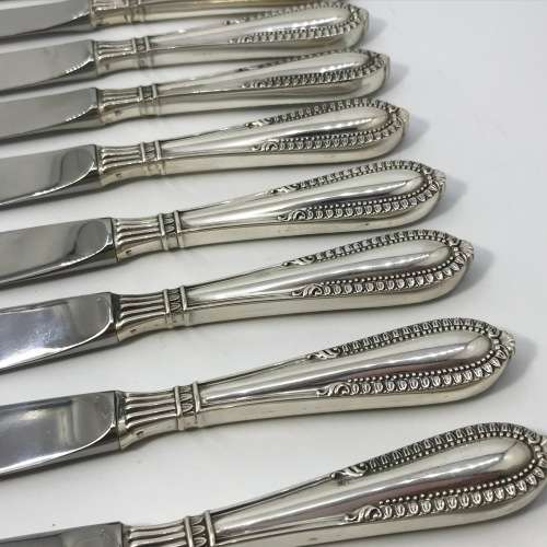 Set of Camusso silver knives with stainless steel blades - Immaculate - 752 gram - Length 21 cm