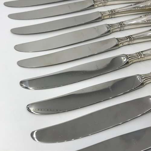 Set of Camusso silver knives with stainless steel blades - Immaculate - 752 gram - Length 21 cm