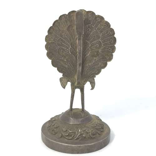 Vintage Silver peacock napkin holder - scans 80% silver - weighs 45.1 grams