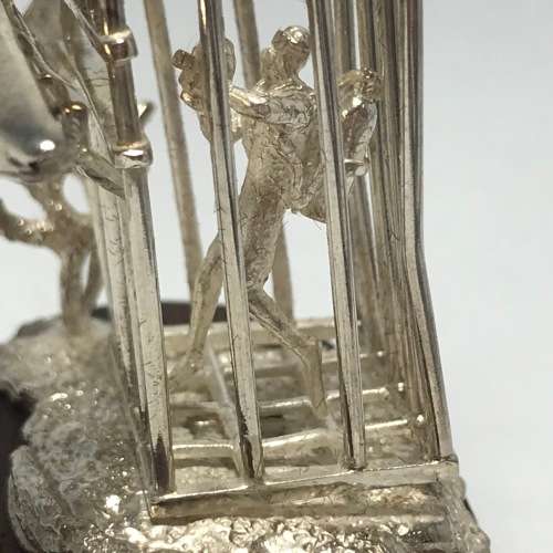 Sterling Silver Shark Cage diving sculpture by Stuart Benade