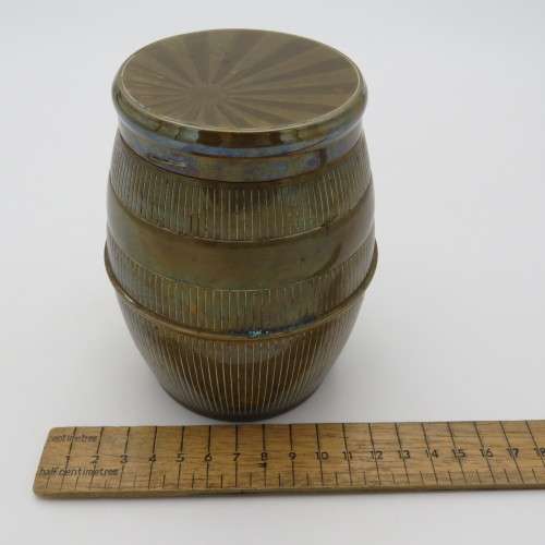 Vintage brass barrel musical cigarette box