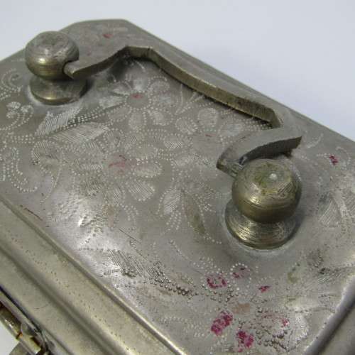 Antique writing travel tin engraved O.L. Dal. Val