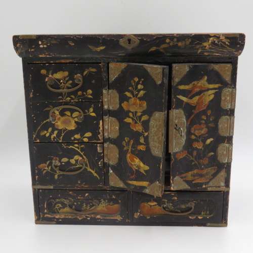 Antique Asian hand painted writing bureau