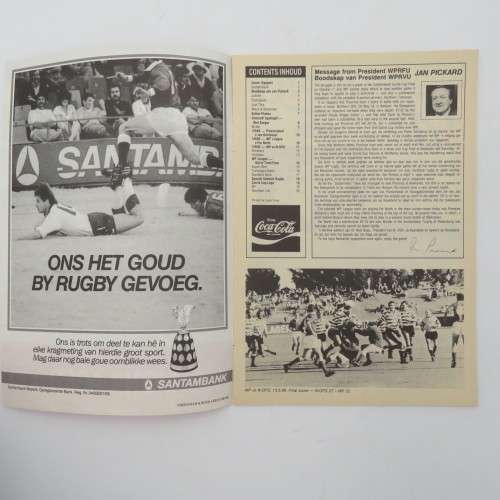 WP Rugby official programme WP vs N.OFS - 05 Aug 1989