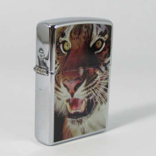Original Stainless Steel Zippo with Tiger printing - excellent condition