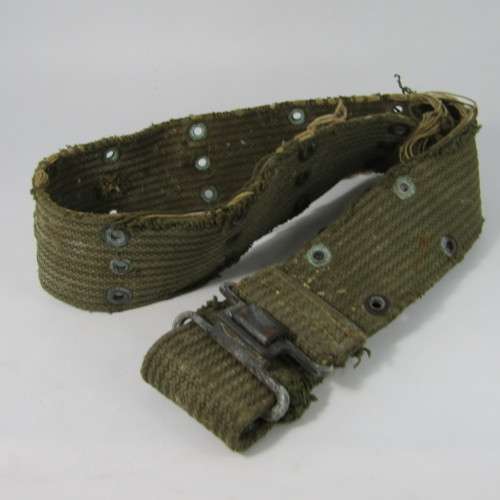 Pair of US Army webbing belts - one is well used - 97cm and 115cm