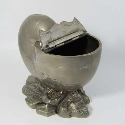 Antique Nautilus silver plated spoon warmer - some dents