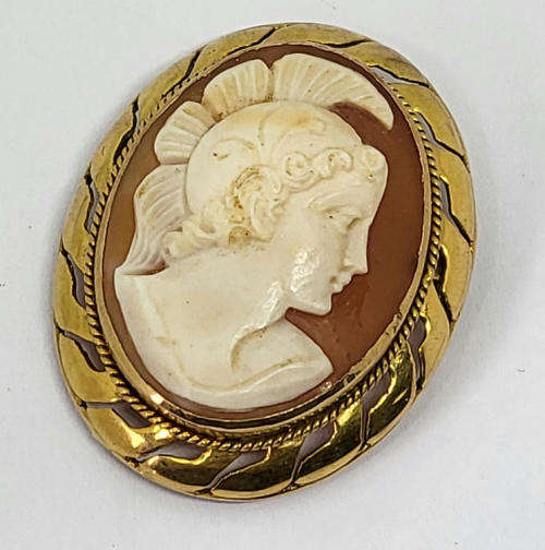 9kt Gold cameo brooch - High quality