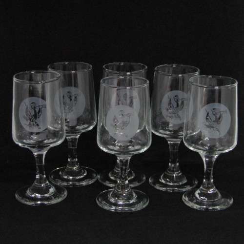 Set of 6 vintage SA Womans Auxiliary Naval Service (SWAN) liqueur glasses - circa 1970`s -  rare