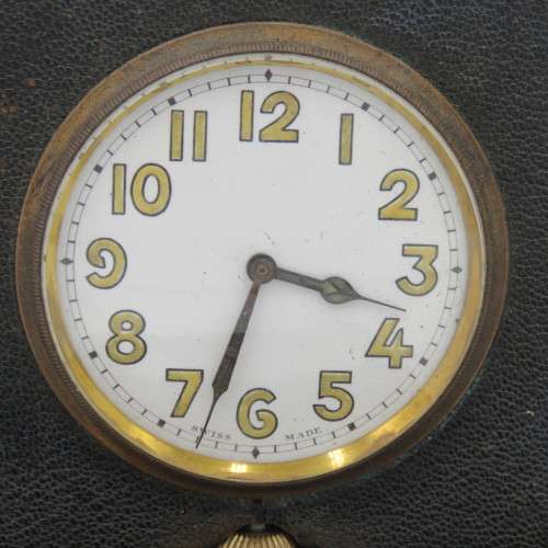Antique swiss 8 - day travelling clock - working