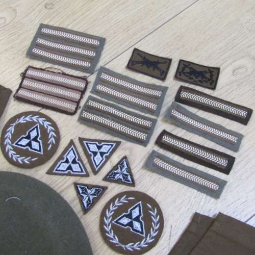 Collection of South West African Territorial Forces rank badges , marksman badges and beret and ties
