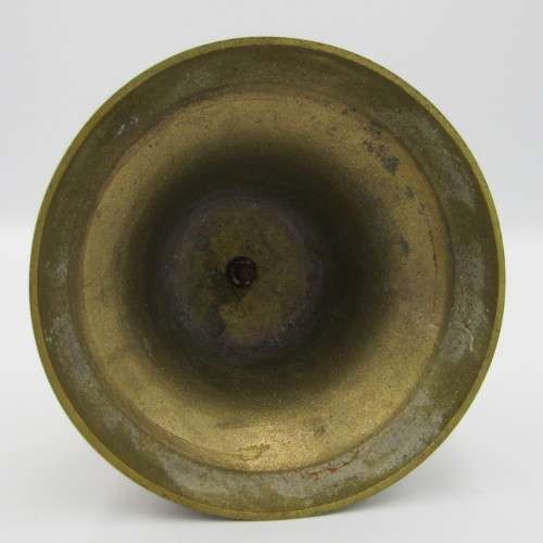 Vintage handheld brass bell with wooden handle - no ringer