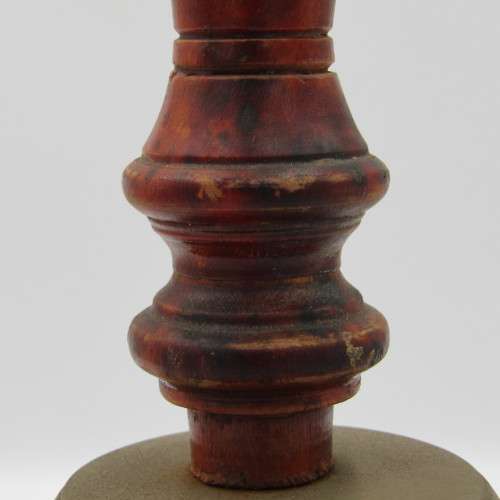 Vintage handheld brass bell with wooden handle - no ringer