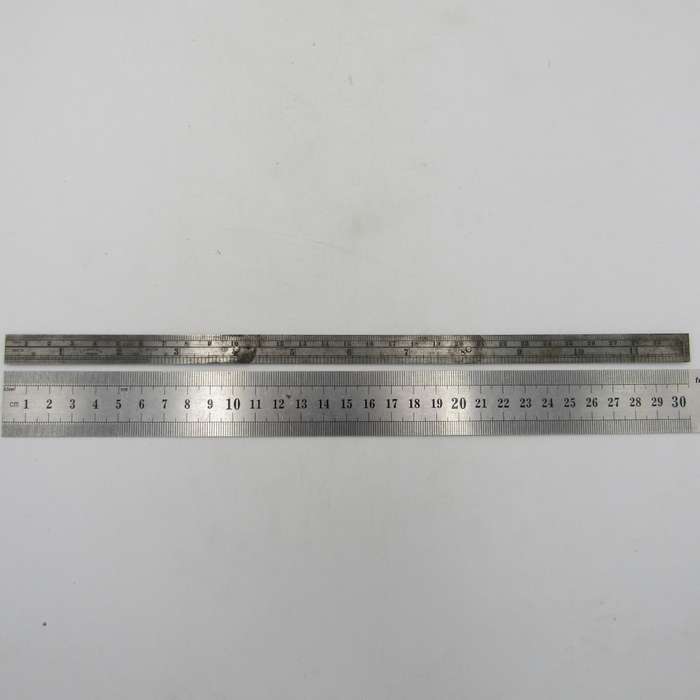 Vintage Foldable metal 12 inch ruler in pouch