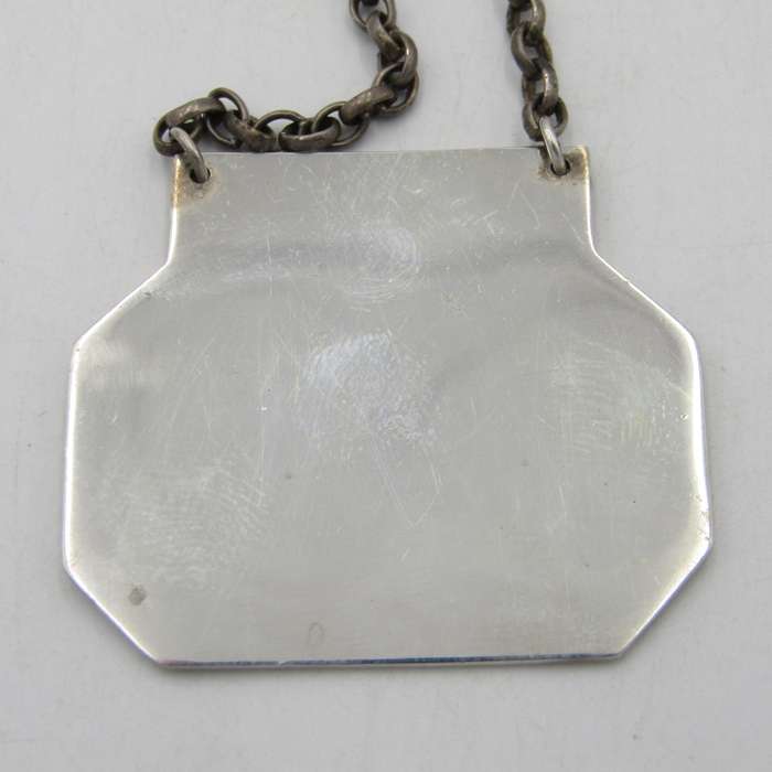 1960`s hallmarked sterling silver Claret wine bottle neck tag