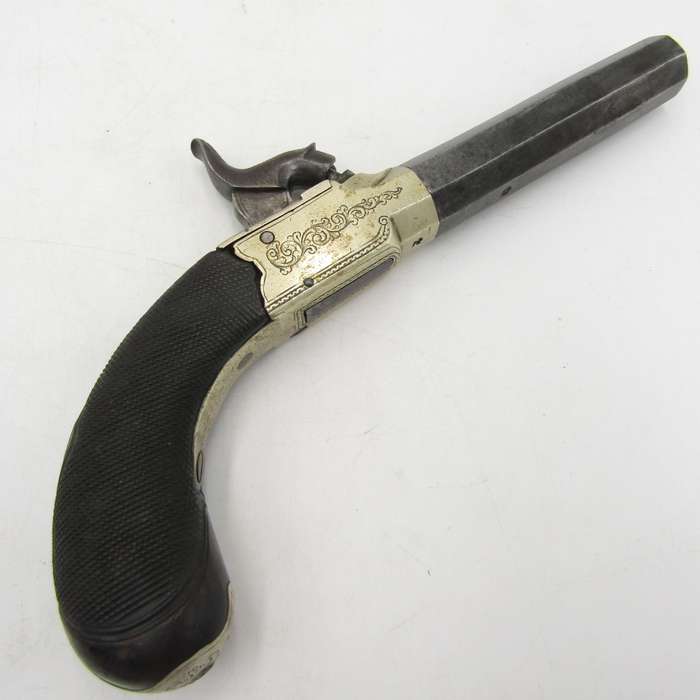 Antique muzzleloader percussion cap pocket pistol with markings