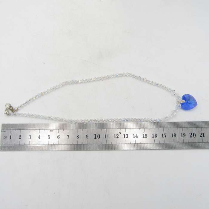 Crystal necklace vintage with blue heart pendant