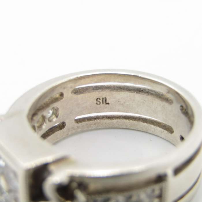 Ring in sterling silver with 10 Cubic Zirconias weight 7,8 g - Size M