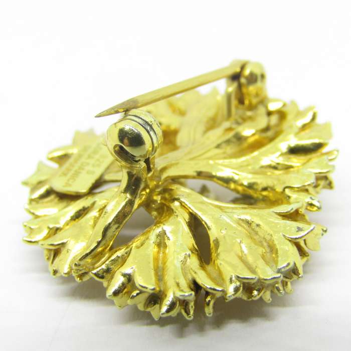 Flora Danica Sterling silver 24kt gold encrusted Parsley leaf brooch