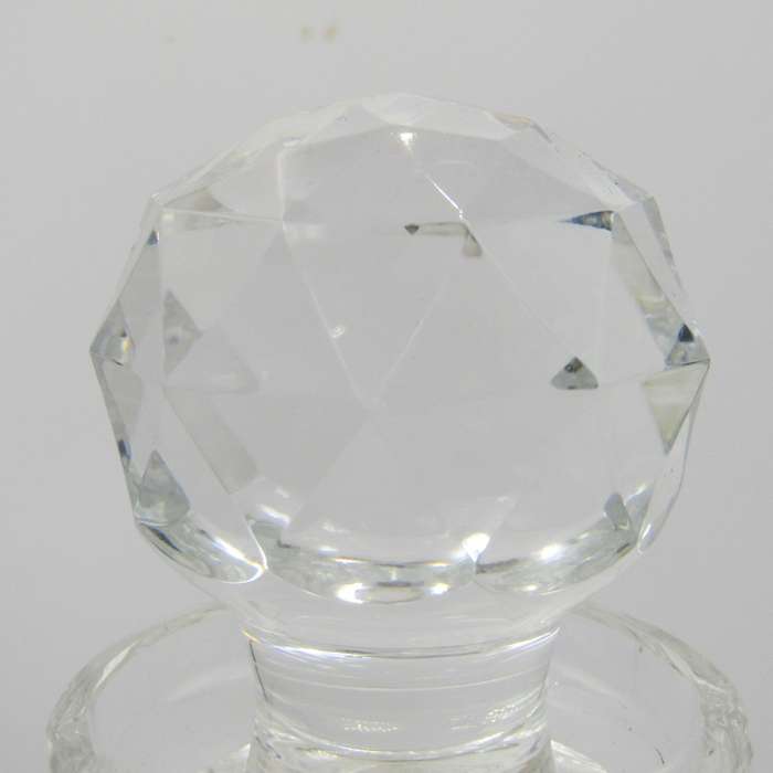 Vintage Staurt Crystal Whiskey decanter with hallmarked sterling silver necktag - fine chips on side