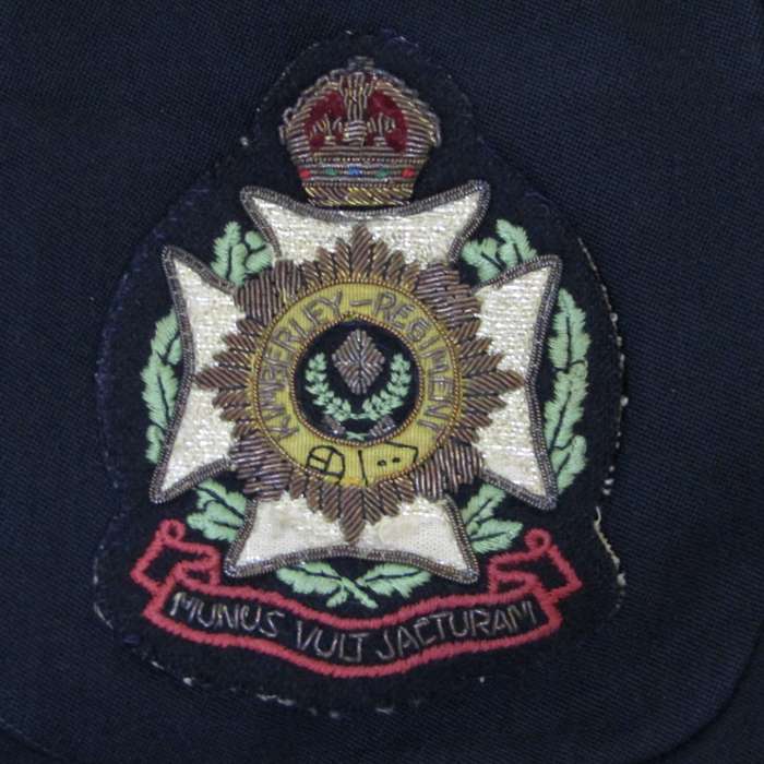 WW2 Kimberley regiment bullion wire cloth badge on Veteran tunic