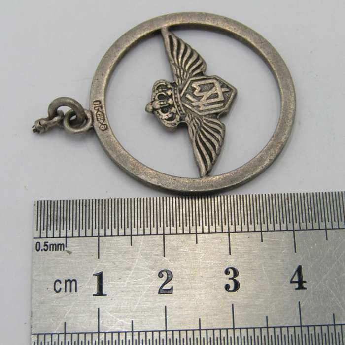 Herman Hoorkaas made silverplated KLM pilot`s wings in pendant